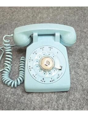 Rare EXCELLENT VINTAGE WESTERN ELECTRIC CLASSIC TEAL ROTARY DIAL DESK PHONE READ